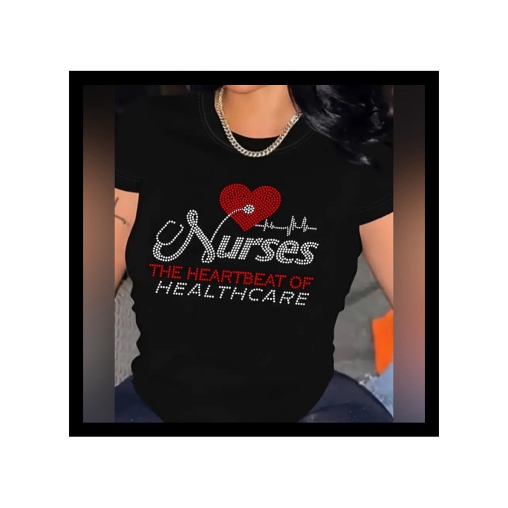 Stylish Nurses Slogan Crew Neck T-Shirt -